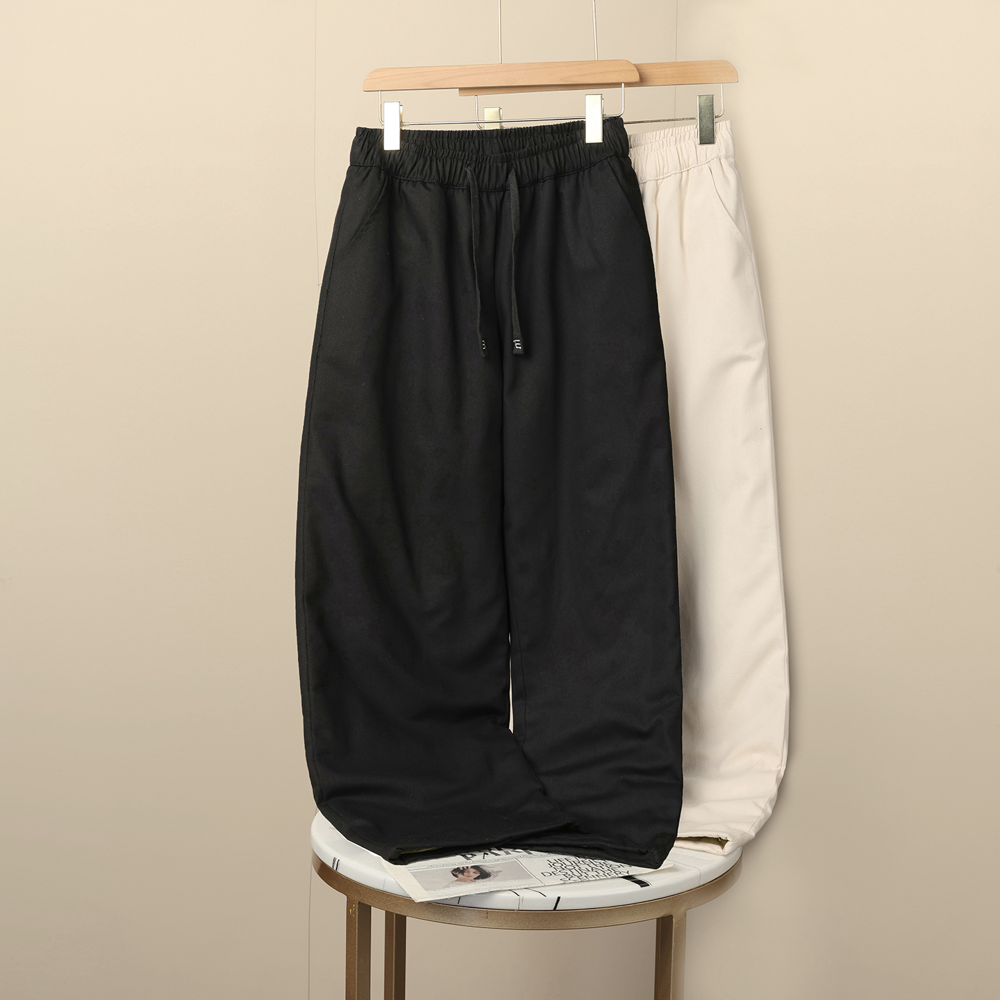 100%新疆长绒棉花裤子高腰大码冬季休闲裤防风新中式棉裤直筒裤子