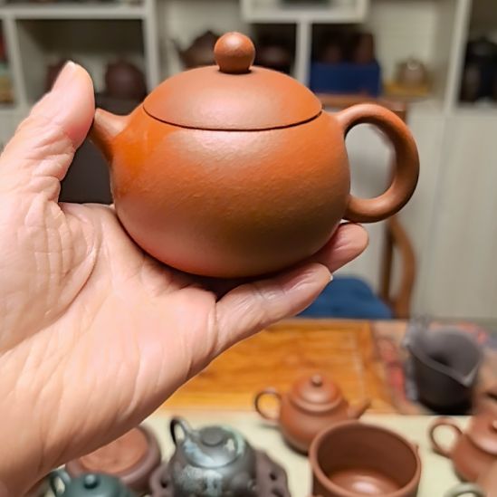 一***江紫砂茶宠西施壶130cc手工制作老朱泥