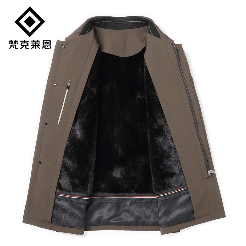 貂皮大衣男行政中长款水貂整貂内胆尼克服商务休闲加绒派克服外套