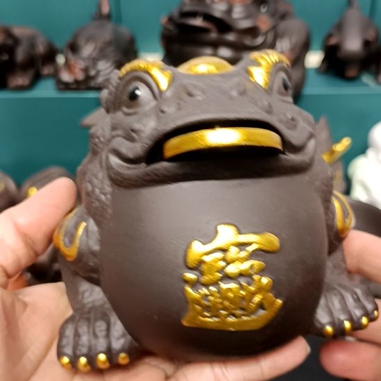 茶宠紫砂进宝灵蟾茶宠摆件