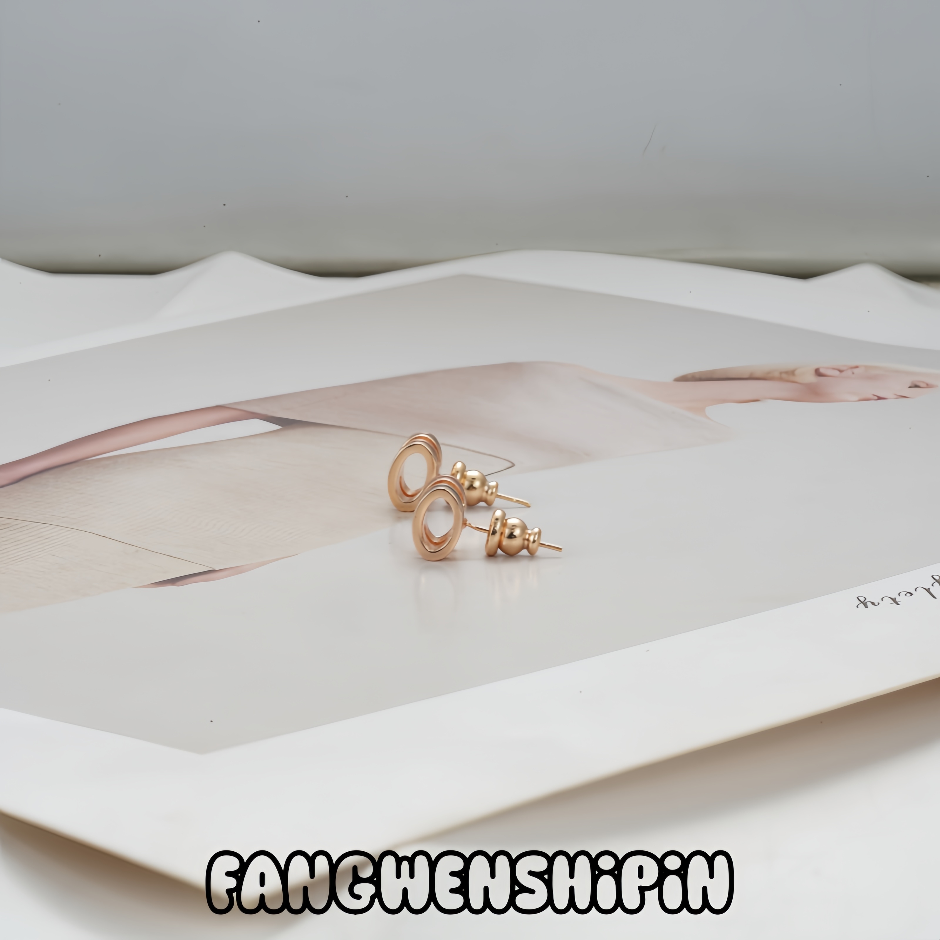 铜合金珐琅耳饰 耳环5201 红色拼黑色