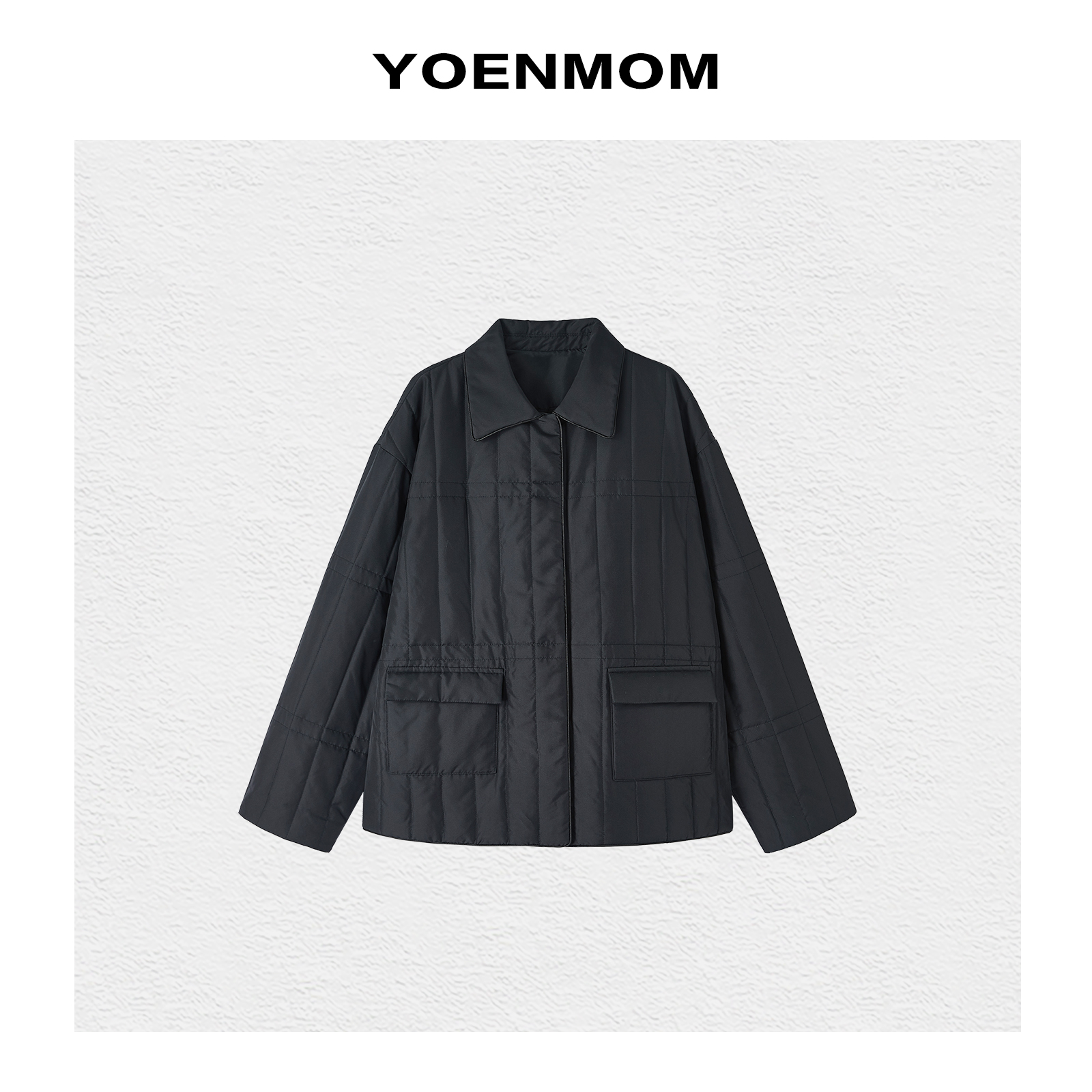 YOENMOM·风格永存·100桑蚕丝电力纺真丝简约文艺休闲翻领款棉服