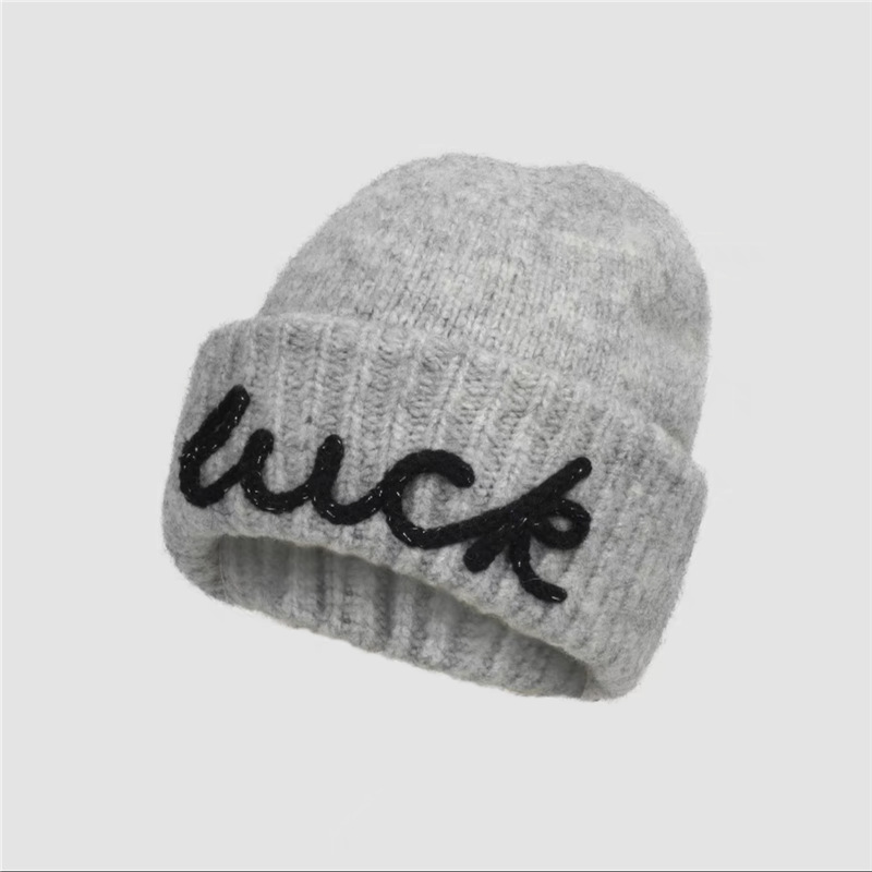 字母针织帽子 女韩版秋冬新款护耳冷帽 百搭户外帽