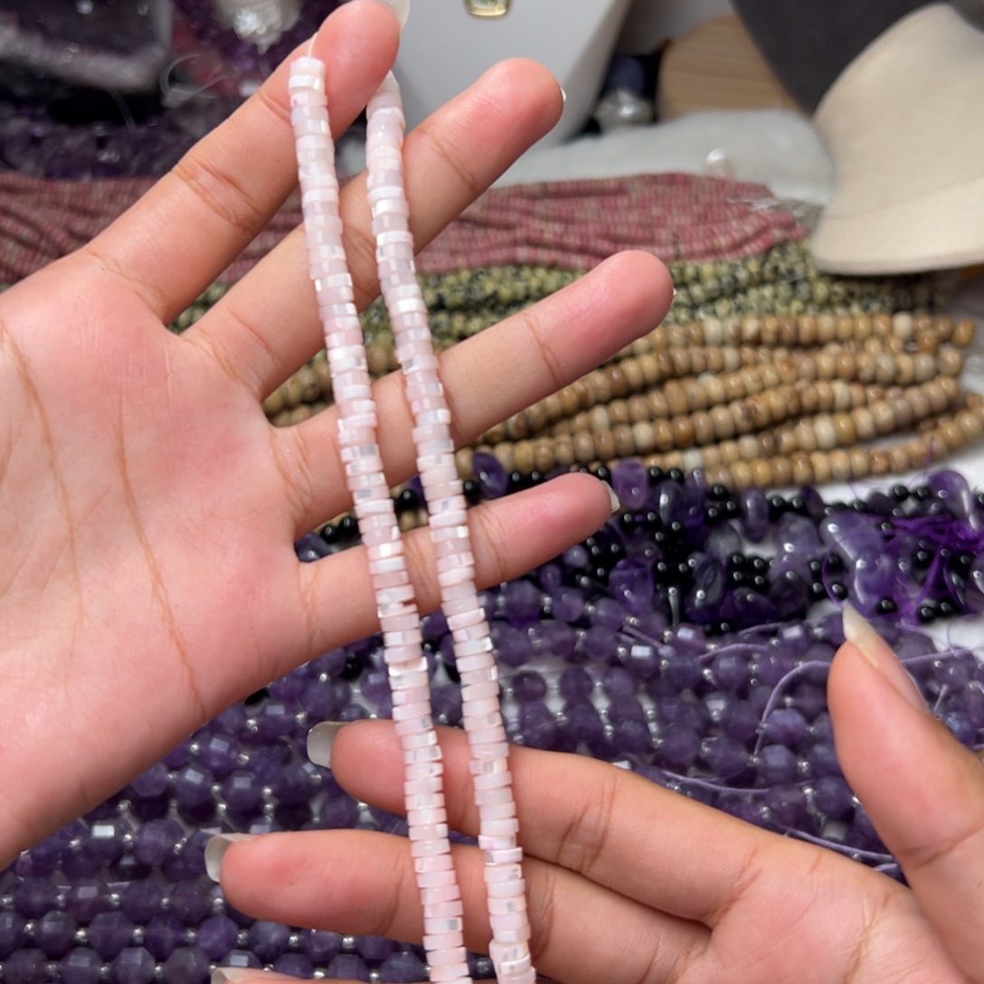 玛瑙/玉髓合金珠宝半成品I152粉老鱼骨隔片5.8mm一条