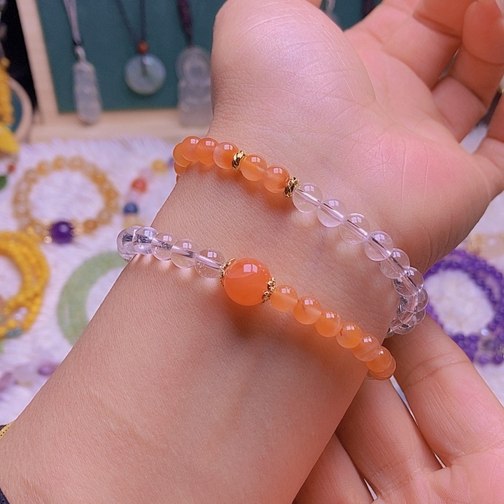 水晶手链合金白水晶手串