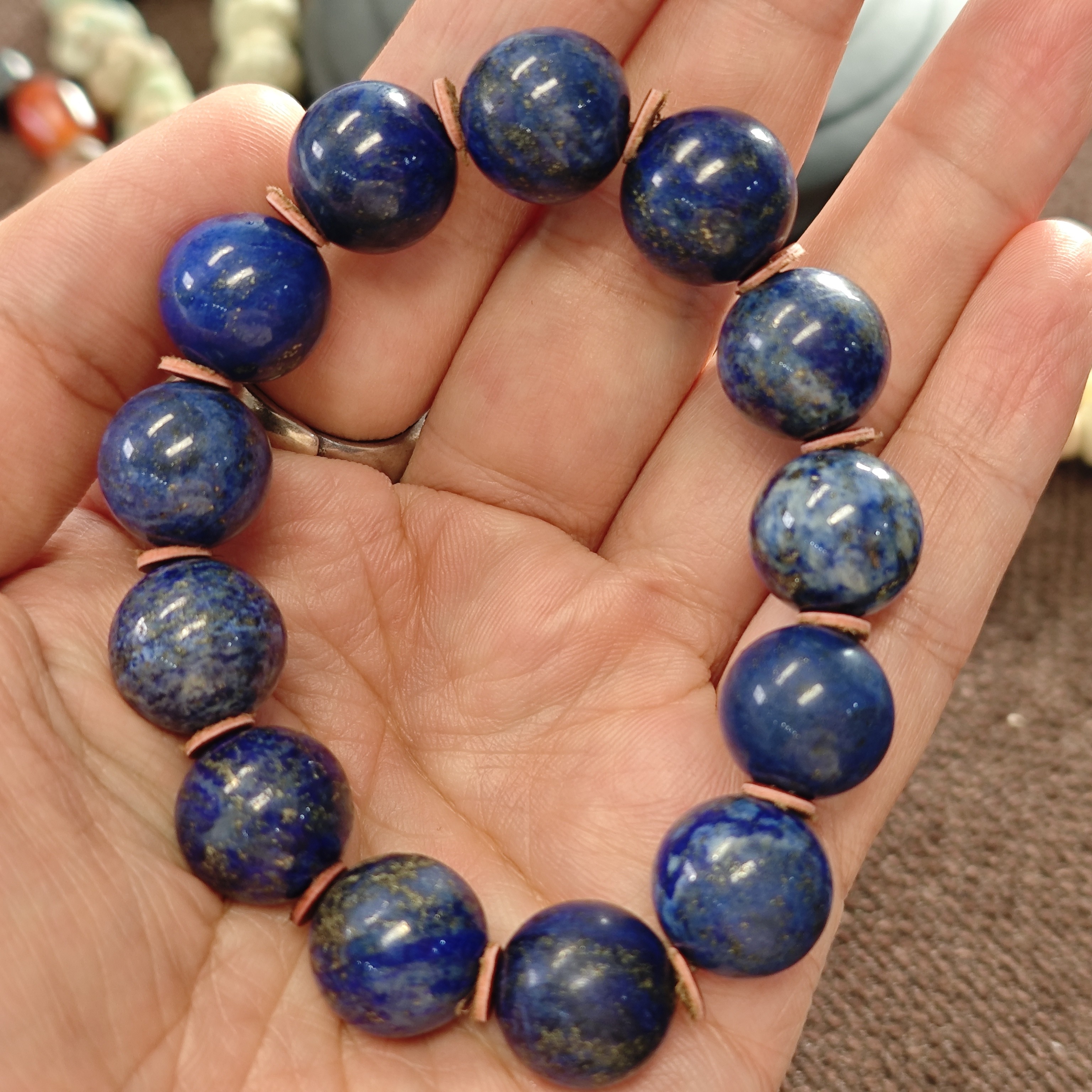 14mm老矿青金石手串