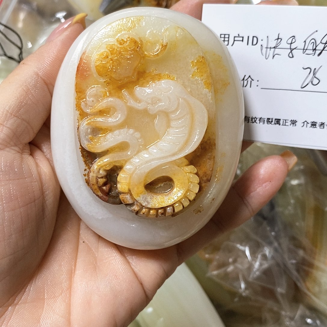 石材快**我古青石手把件