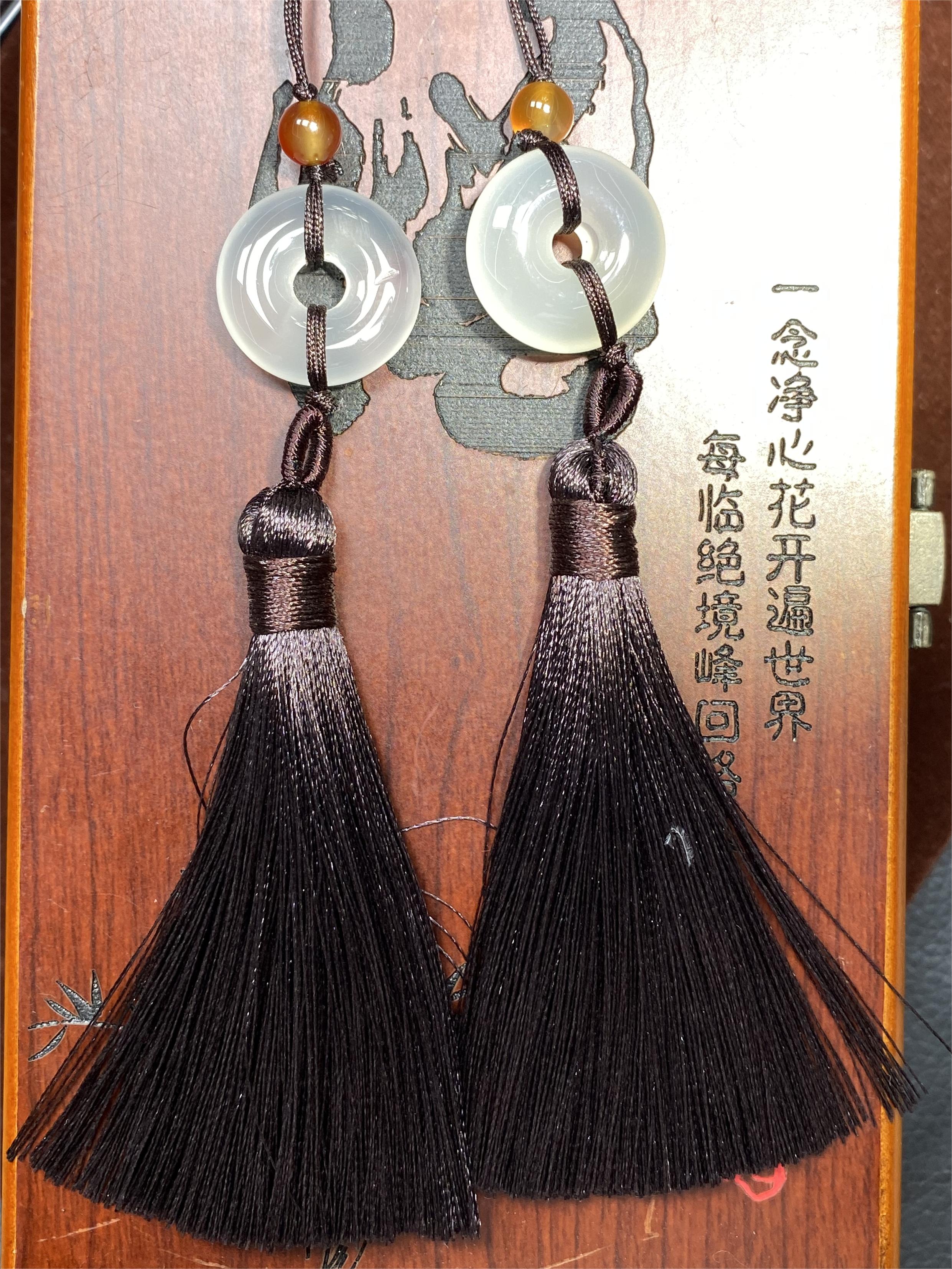 天然玛瑙玉髓白冰、冰糖黄平安扣包包挂手机挂-多样性发其一