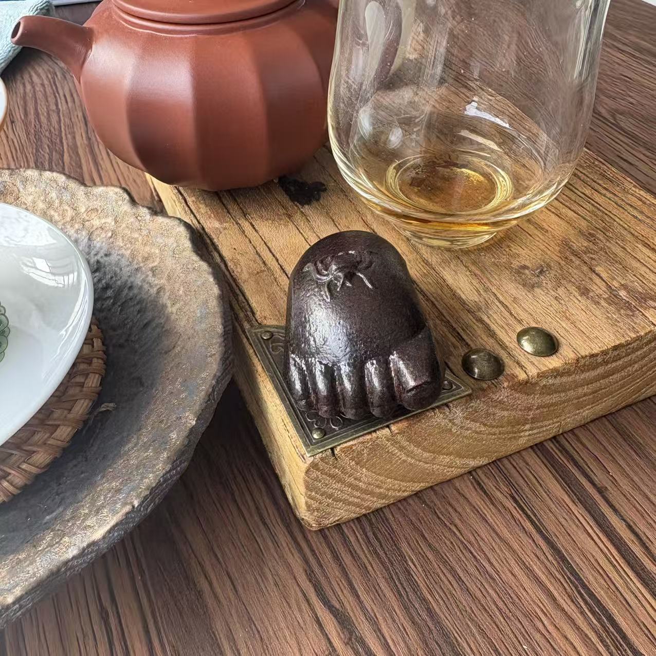 沉晶阁【甄选】实木雕件手把件佛头一念成佛佛手宝宝脚FL016