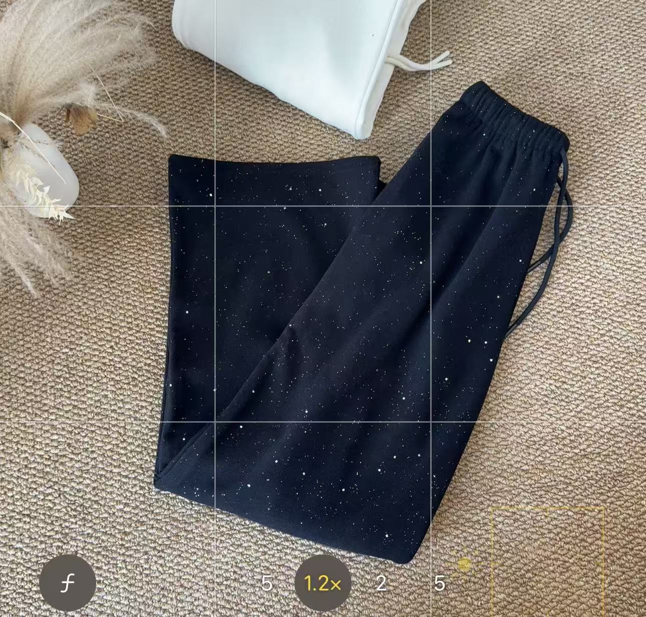 【阿婷家】5893新款秋冬加绒亮片阔腿丝绒裤