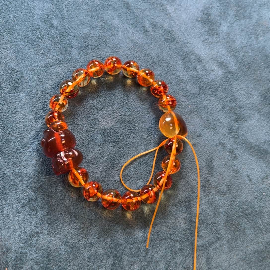 琥珀手串未镶嵌花珀手串（爱心/根珀小熊）