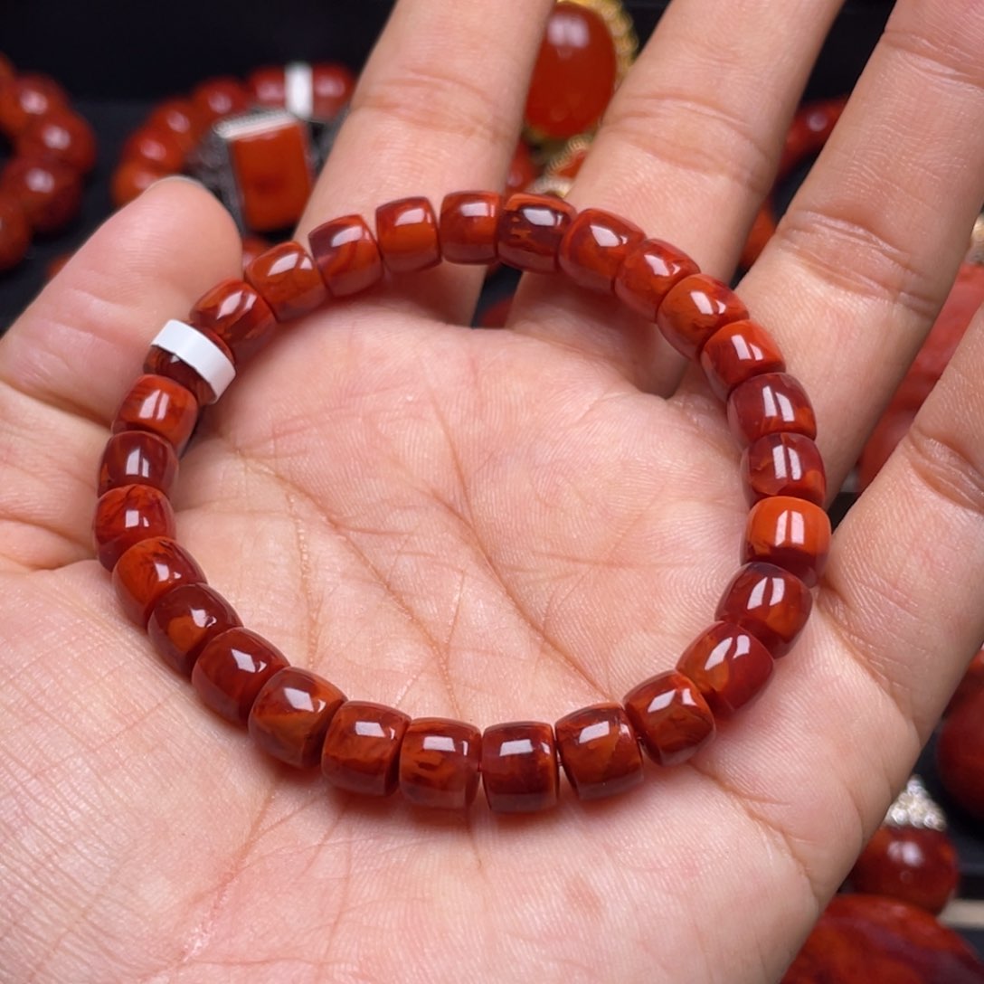 南红玛瑙珠宝奇石未镶嵌单圈7.5mm