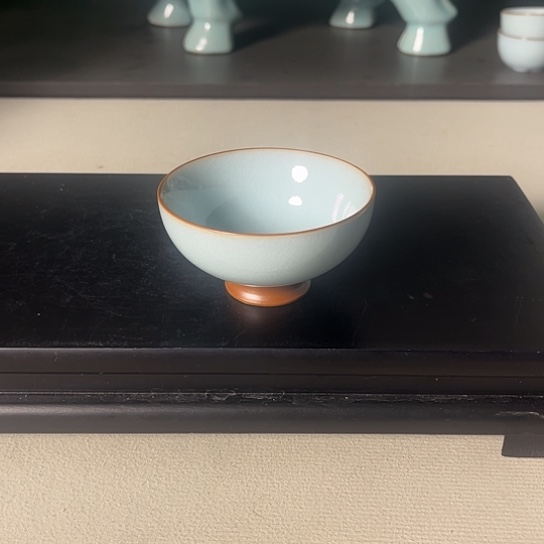 青焱汝瓷天青高足碗杯