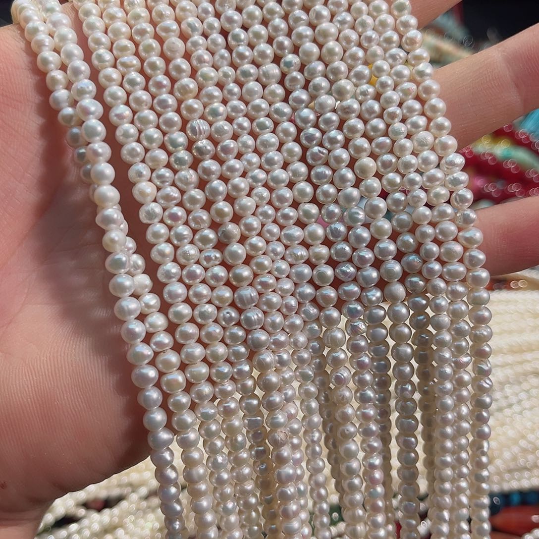 玛瑙/玉髓合金珠宝半成品淡水珍珍加长款5mm一条