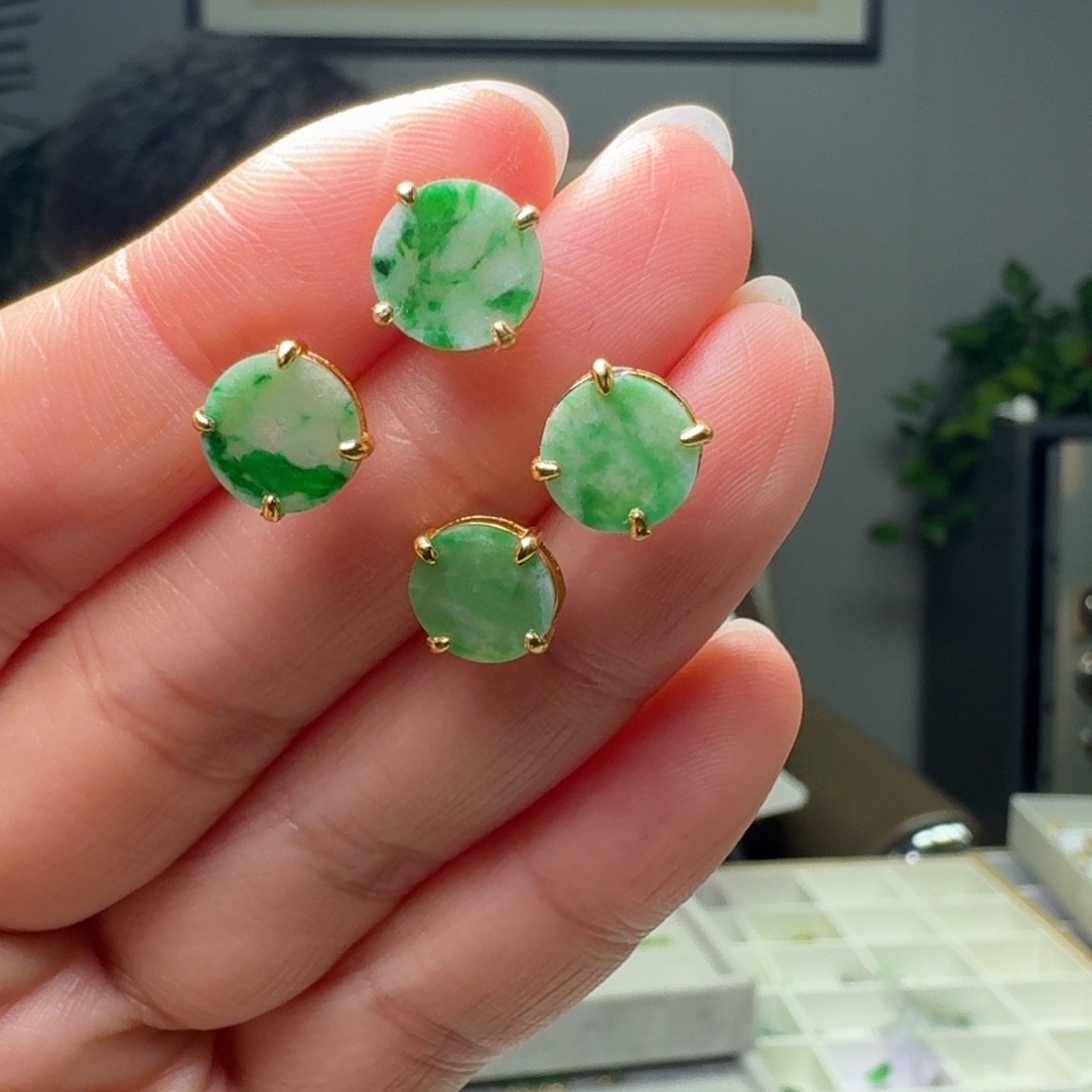 翡翠银S925镶嵌耳饰多样性发货其一