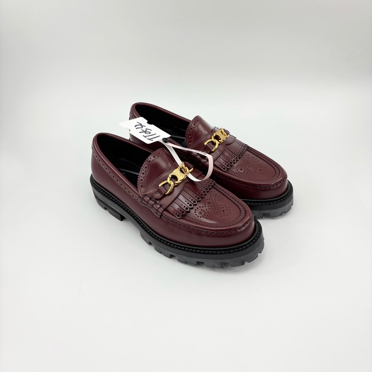 全新未使用 Celine/思琳 36码/37.5码/38码经典酒红色增高乐福鞋