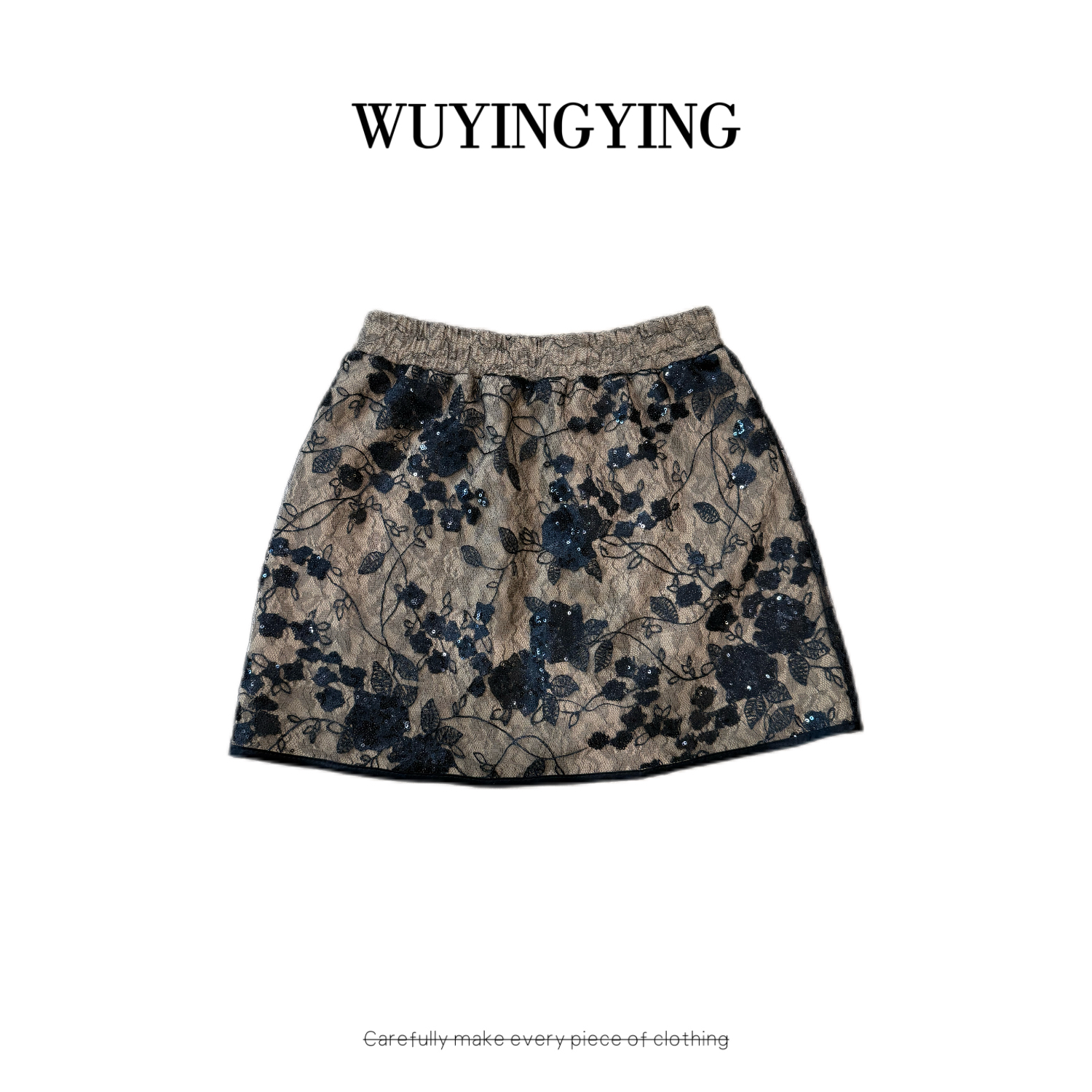  WUYINGYING【重塑蕾丝】重工蕾丝刺绣拼接设计半身裙ZSLS250906