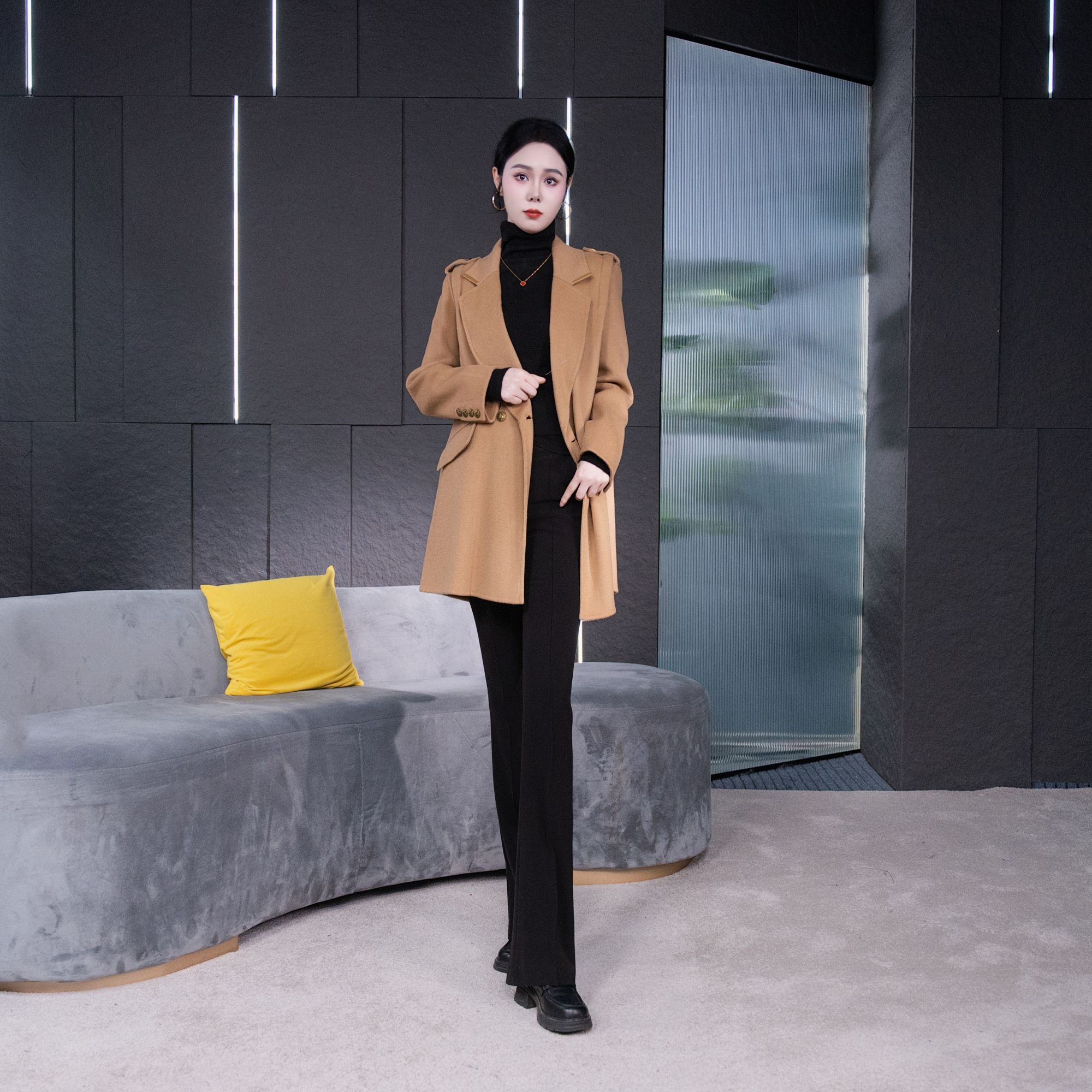 Falaibang/法莱邦YY6866驼色羊毛大衣