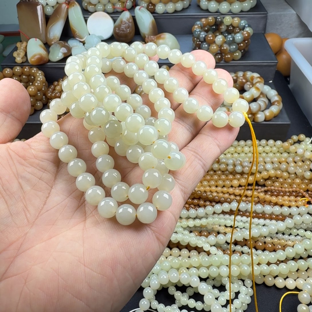 墨***~和田玉未镶嵌手链