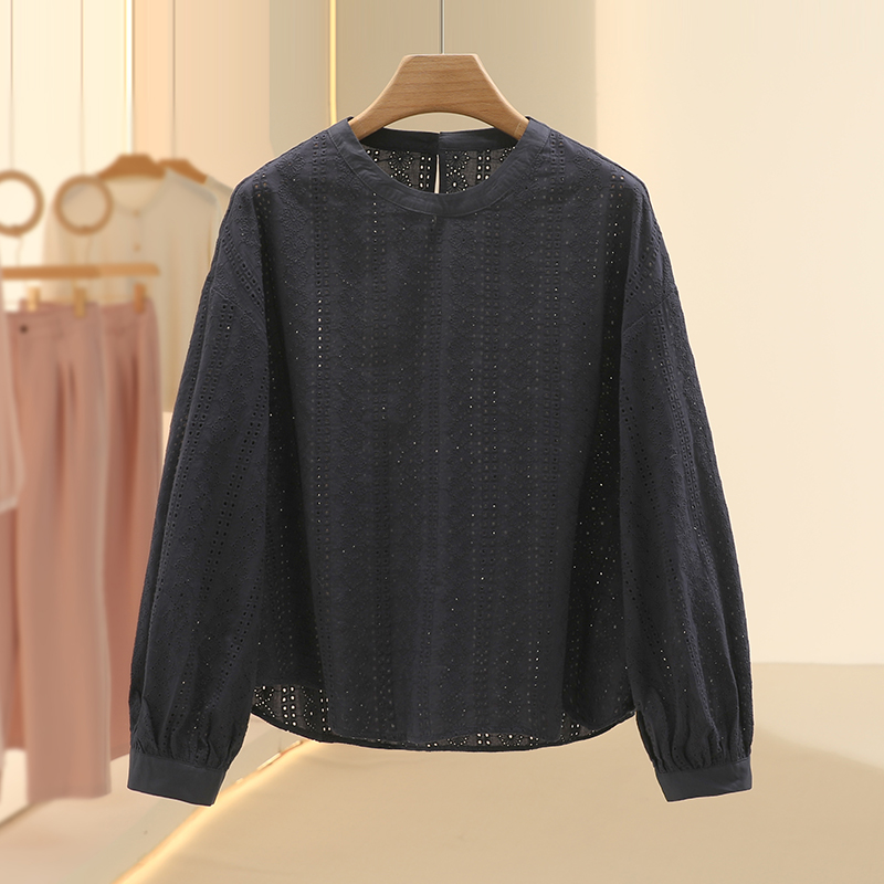 【佐】奈●淑女气质镂空洋气百搭小衫2025春撤柜七号铺女装