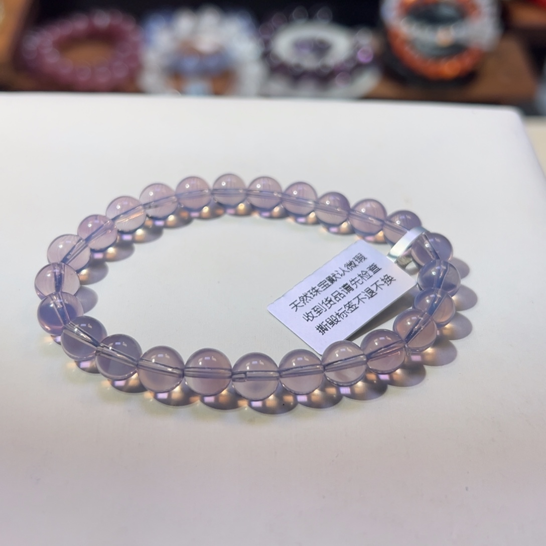 张***彧未镶嵌水晶手串7m殿堂级高货冰种紫玉晶