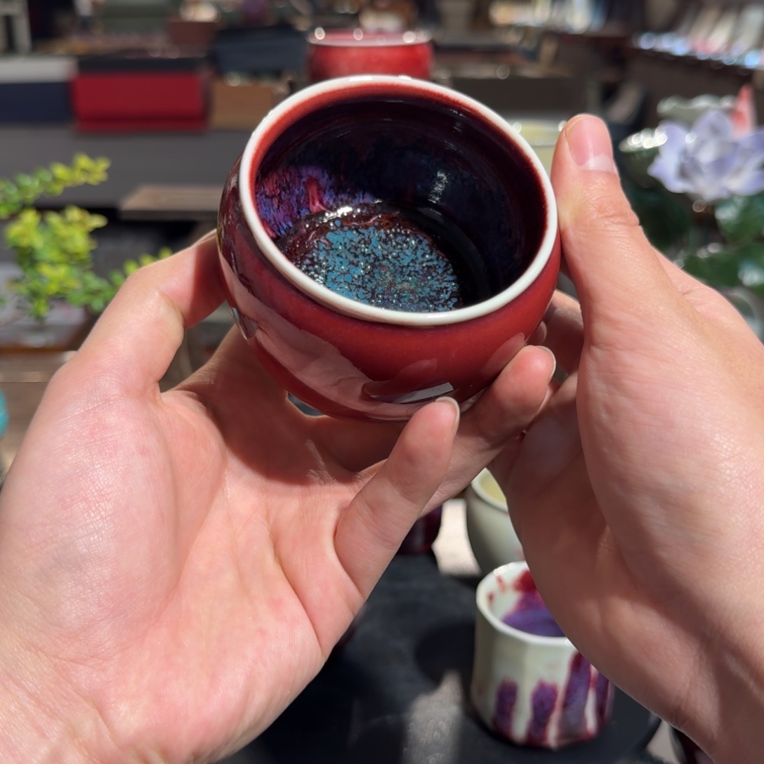 山***雨陶摆件钧瓷手拉胚主人杯