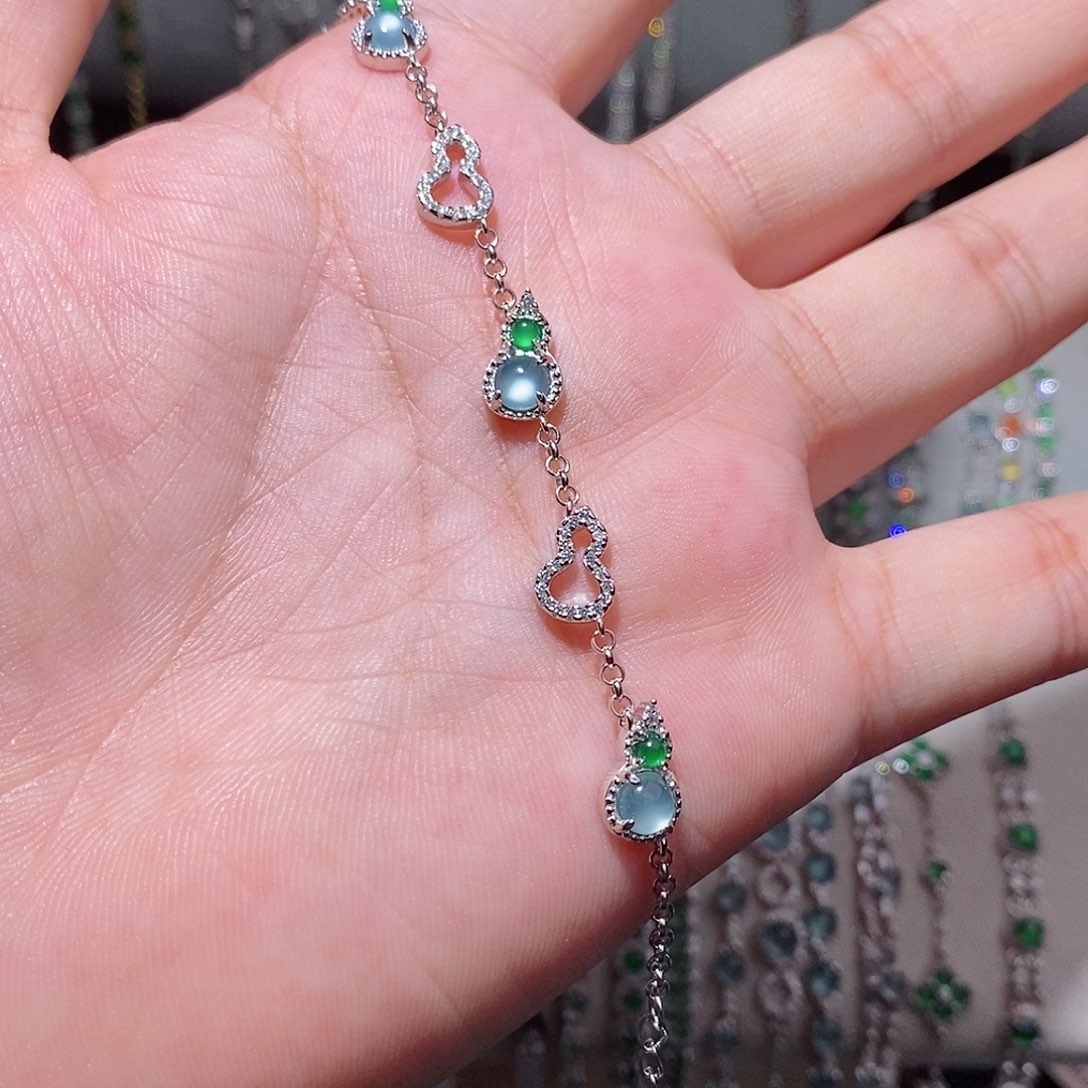 银S925镶嵌手链翡翠uj jj