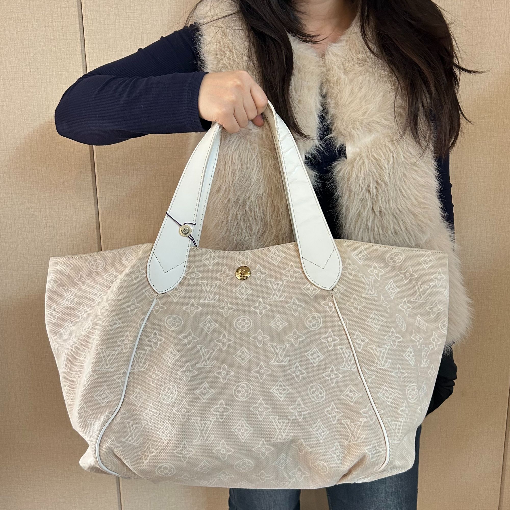 95新 LouisVuitton/路易威登 拼色帆布单肩托特包/云海优选/54873