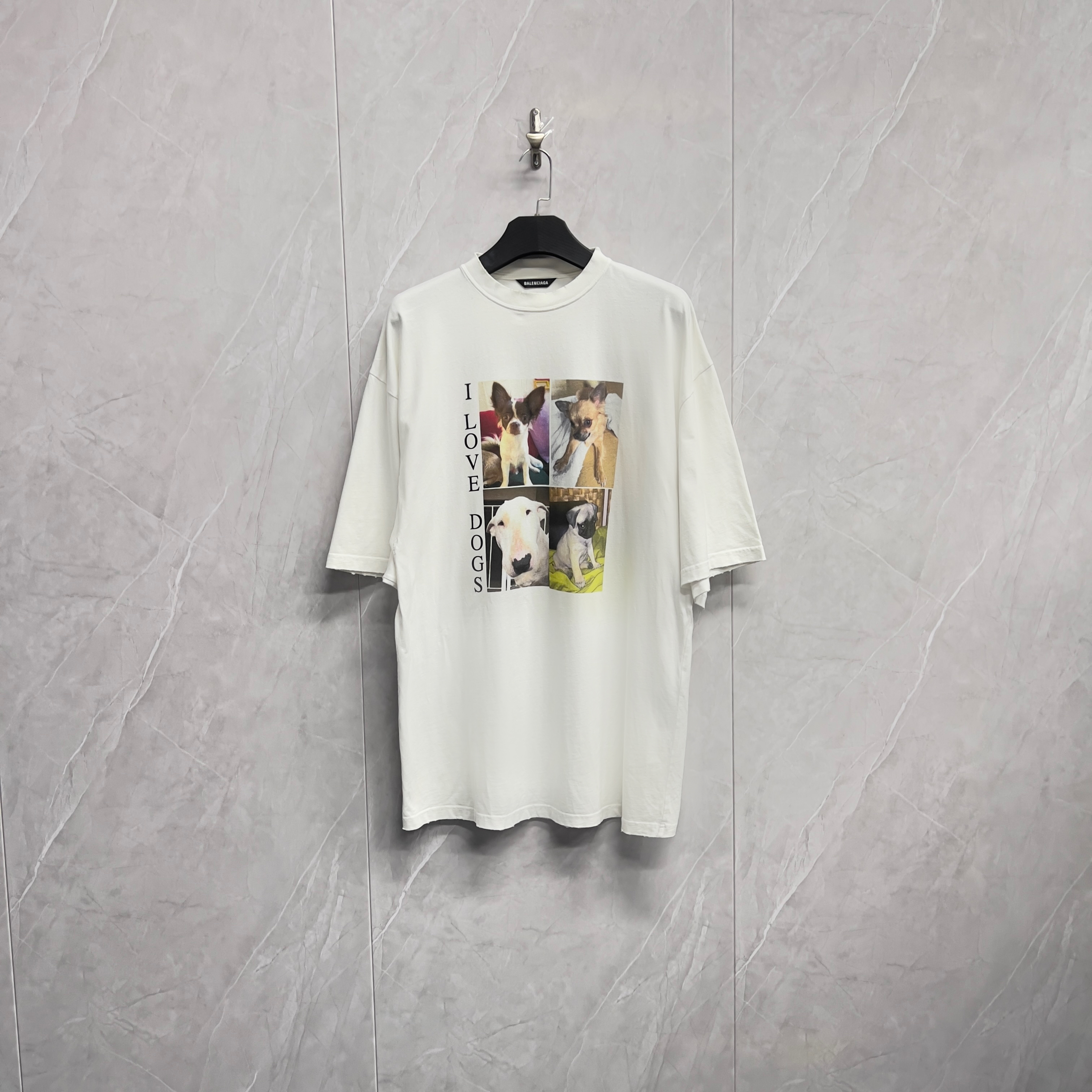 99新 Balenciaga/巴黎世家 破坏Logo标语短袖/RK221/S码/宽松