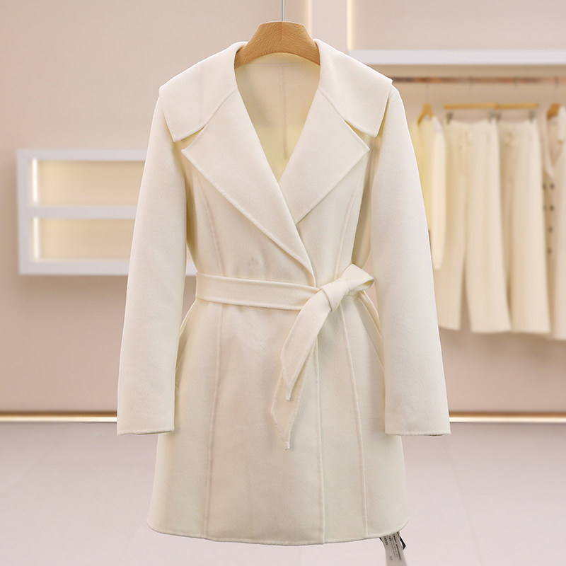 F8575-【佐】简约大方领中长双面呢外套#WZS58B042