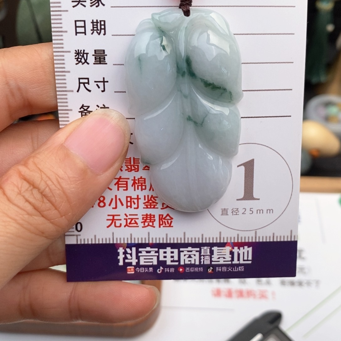 翡翠未镶嵌颈饰叶子