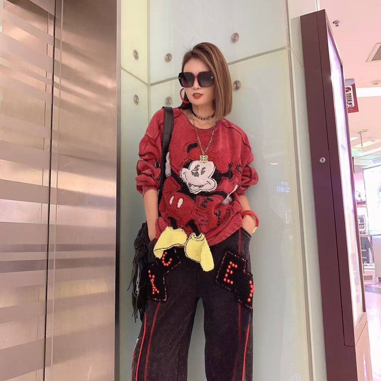 欧韩潮牌1991红色一加绒加厚卫衣