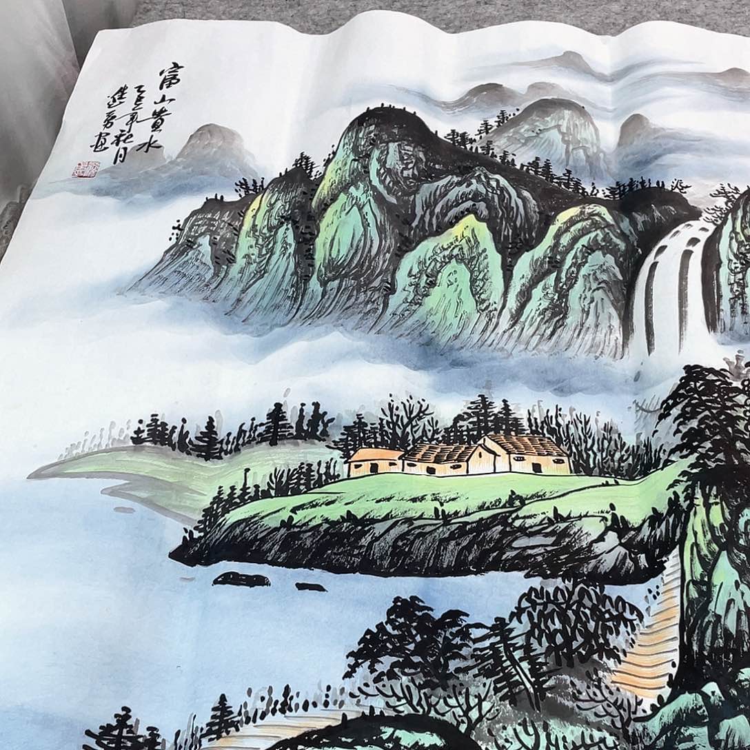国画纯手绘的花鸟山水