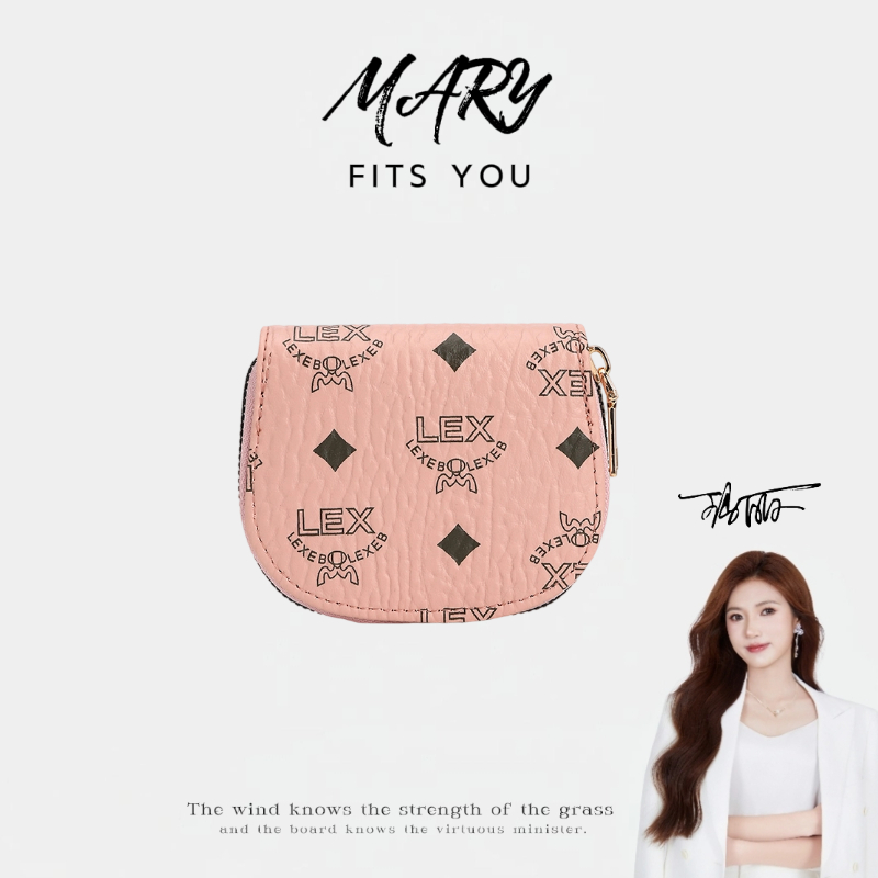 【Mary玛丽甄选】粉色半圆印花多功能零钱卡包