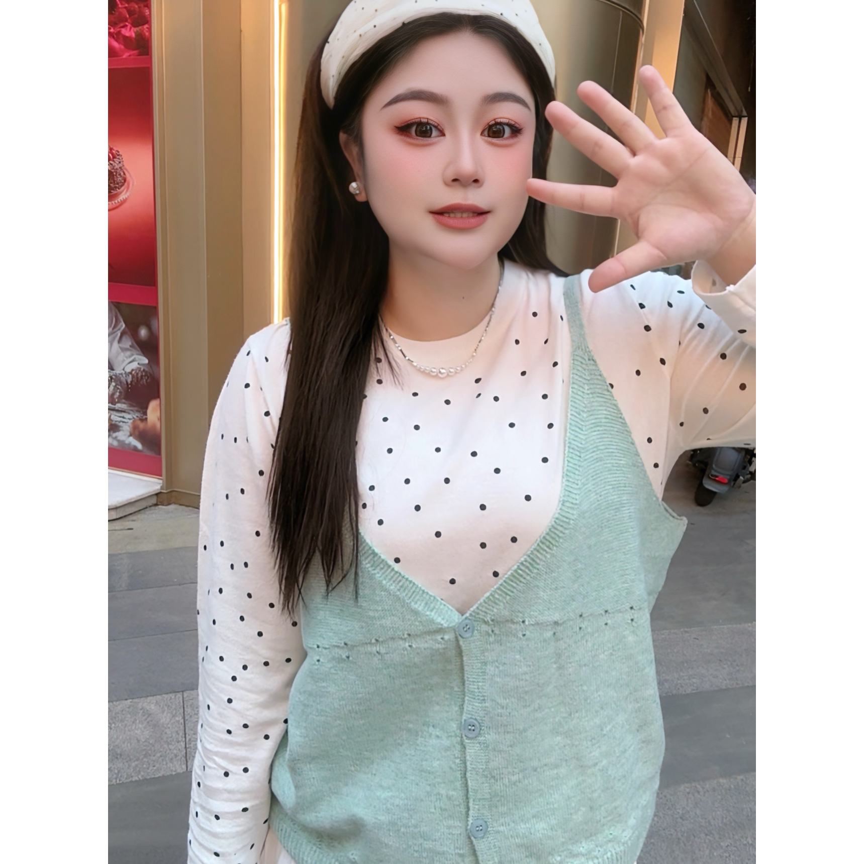 小王家*温柔彩纱针织吊带背心女秋季新款百搭显瘦气质软糯毛衣