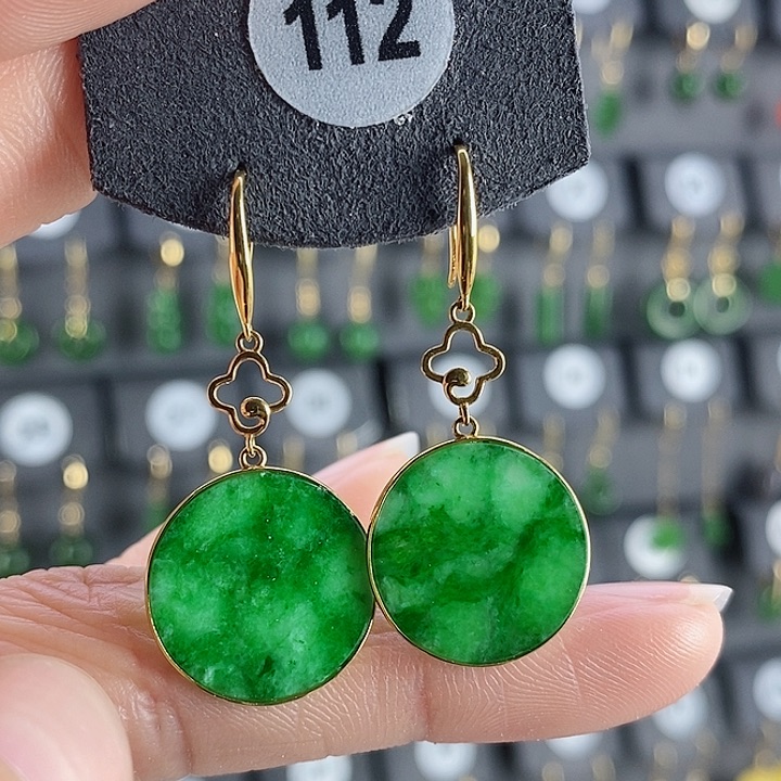 翡翠耳饰18K金镶嵌耳饰