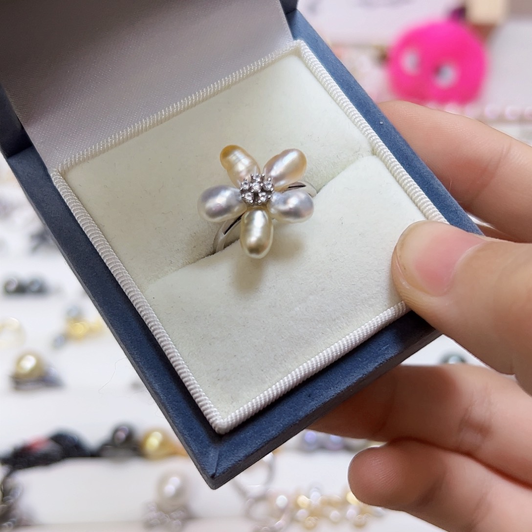 海水珍珠戒指银S925镶嵌