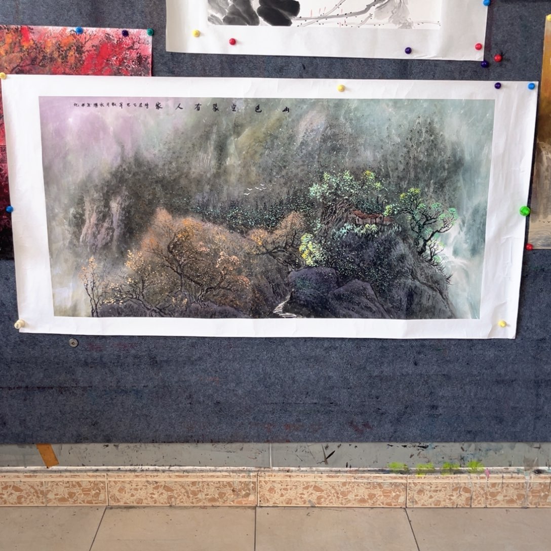 国画原创原创山水是尺的，