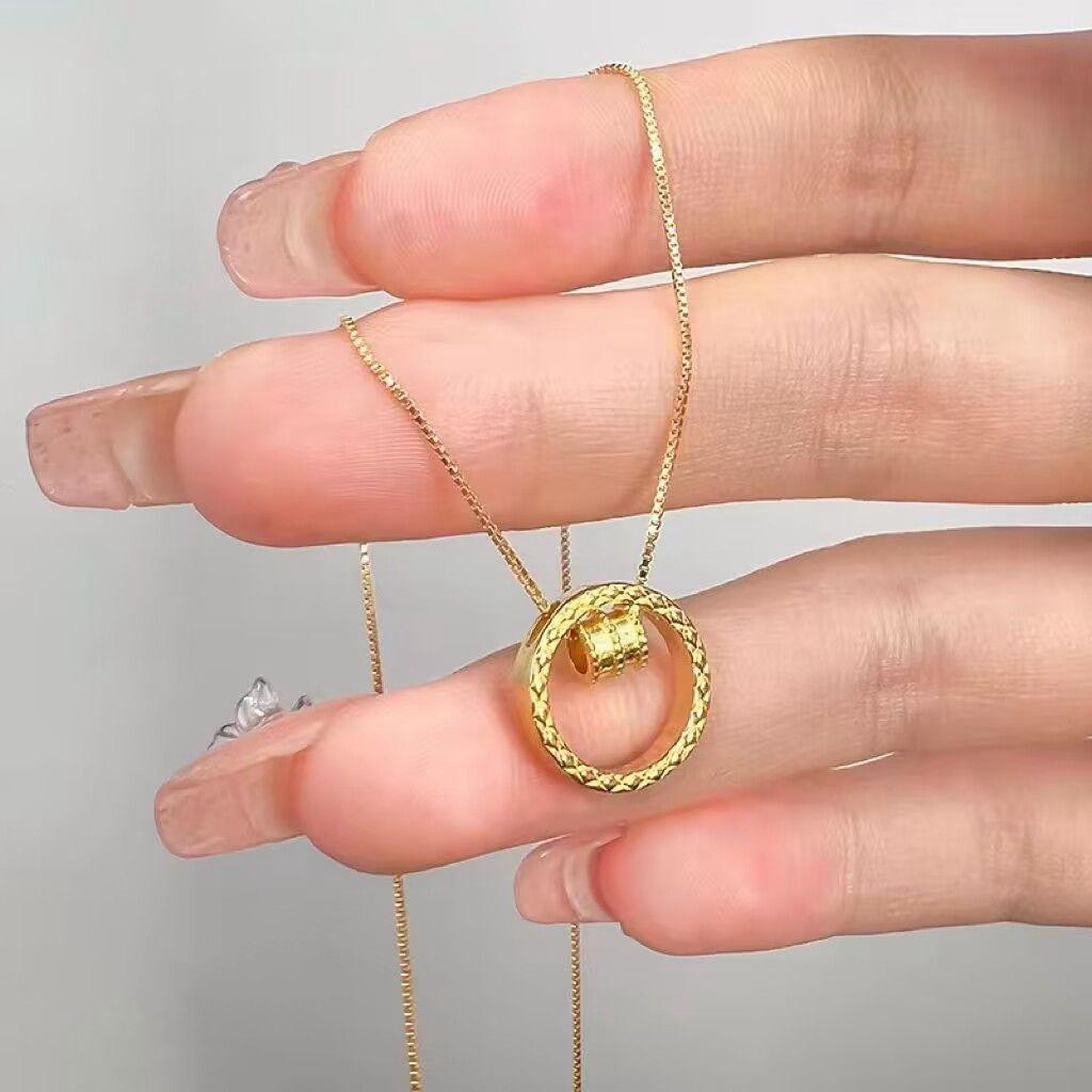 钛钢项链 环环相扣圆环小蛮腰吊坠项链女小众气质网红同款锁骨链