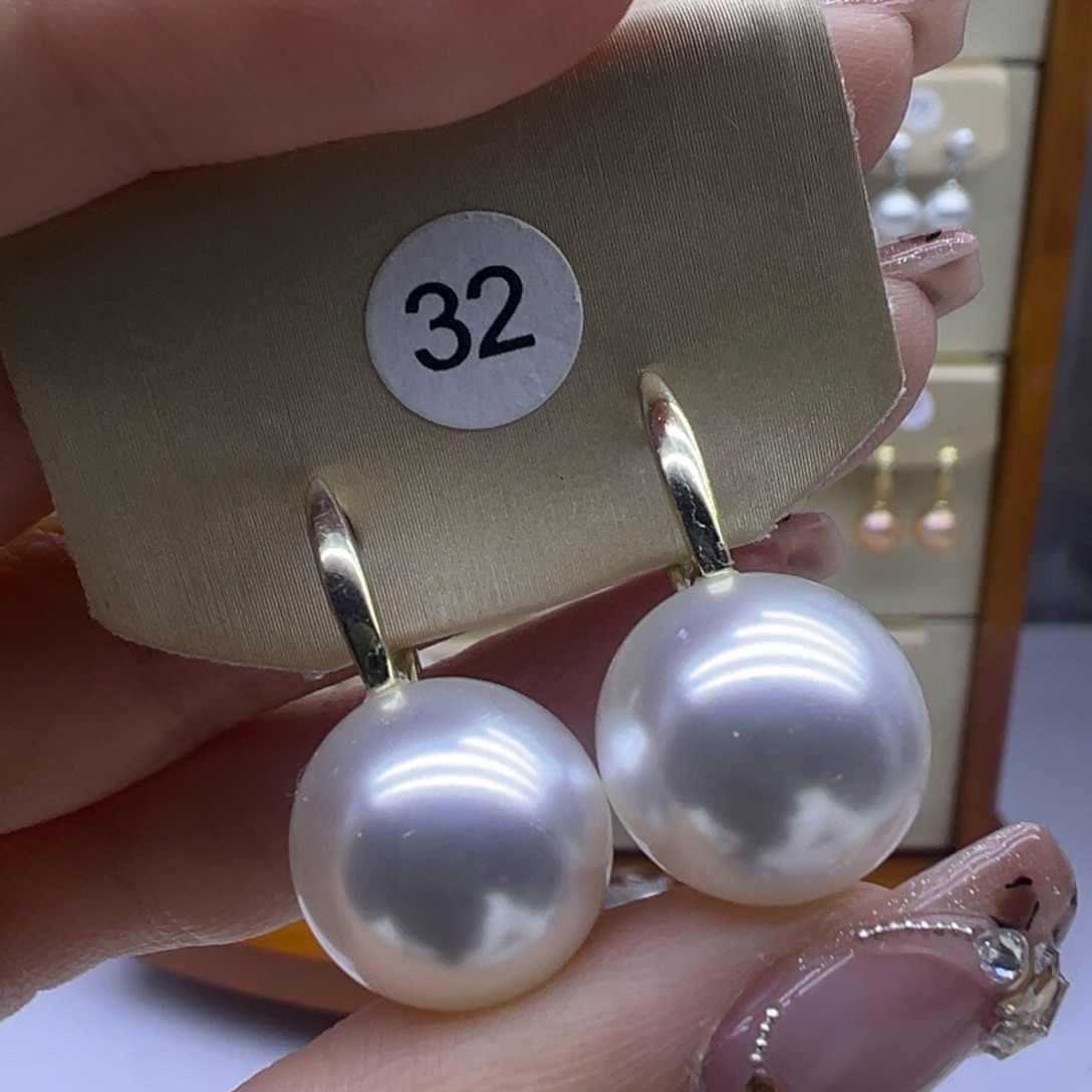 银S925镶嵌淡水珍珠耳饰