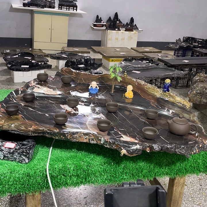 用***羊天然灵璧奇石茶盘