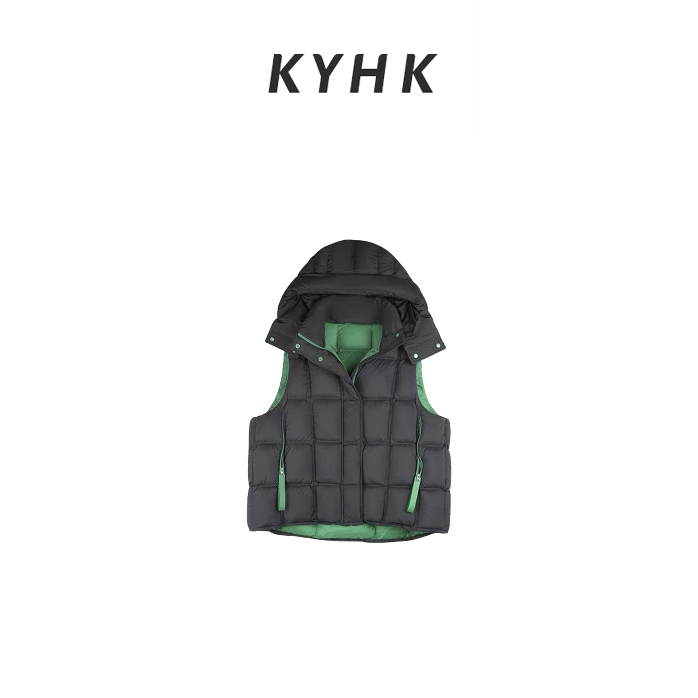 KYHK休闲保暖撞色设计连帽马甲251018
