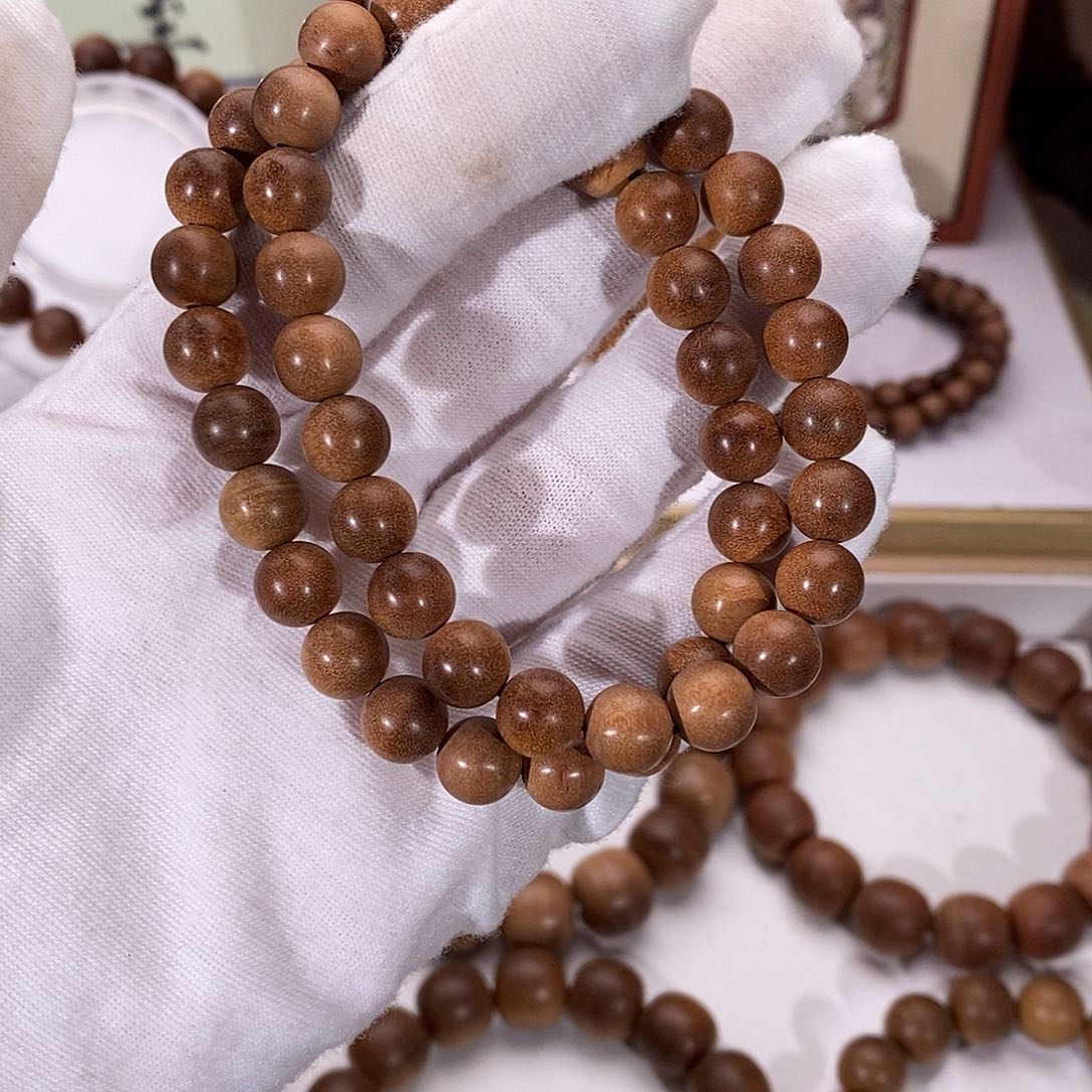 百***忌檀香木手串/手链横纹黑肉0.8双圈树心