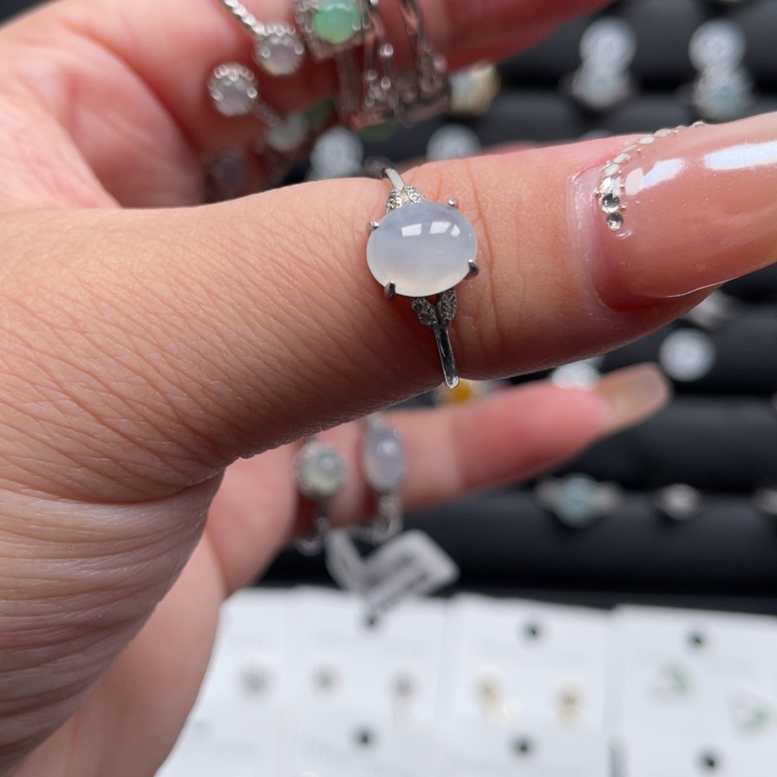 翡翠戒指银S925镶嵌戒指