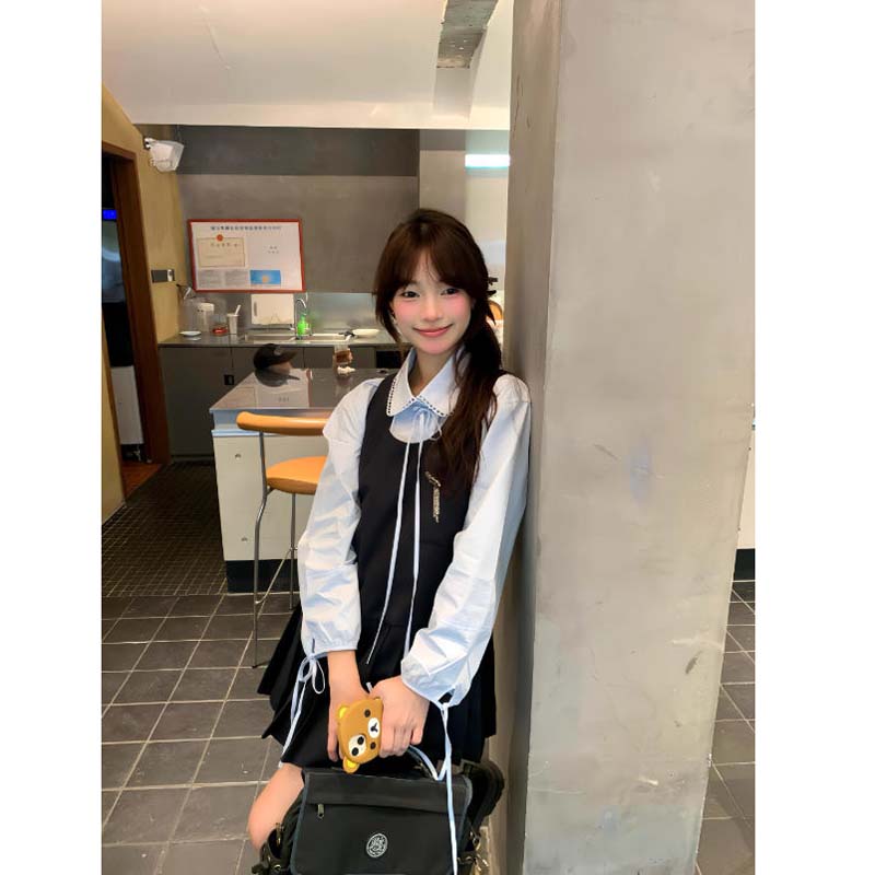 秋装学院风衬衫背带裙套装女早秋季2025新款小个子甜美穿搭一整套