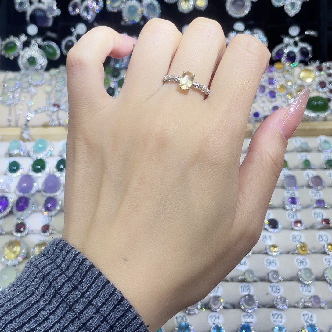 戒指银S925镶嵌黄晶