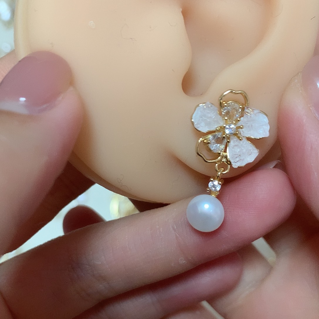 淡水珍珠耳饰合金