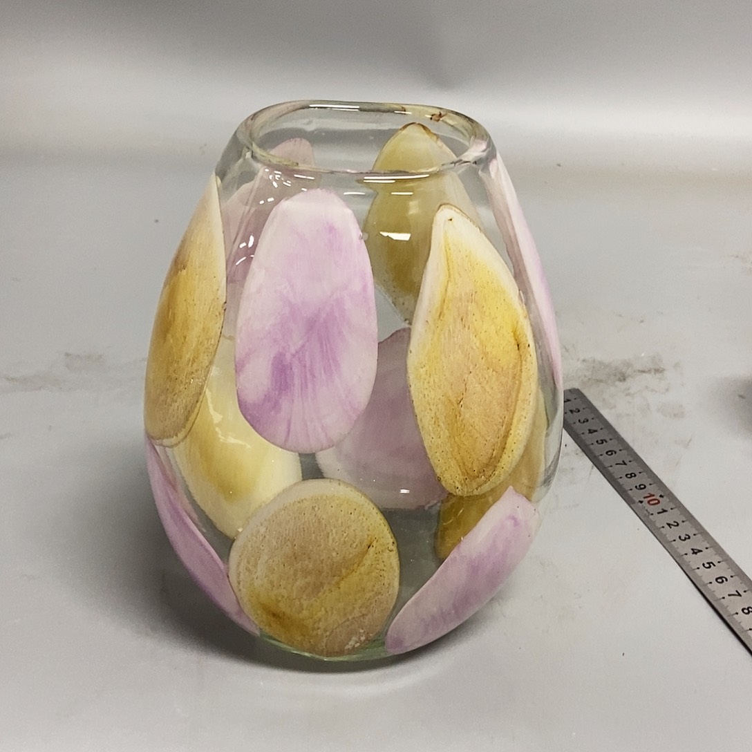 琉璃粉色黄色花琉璃花瓶摆件家居花瓶