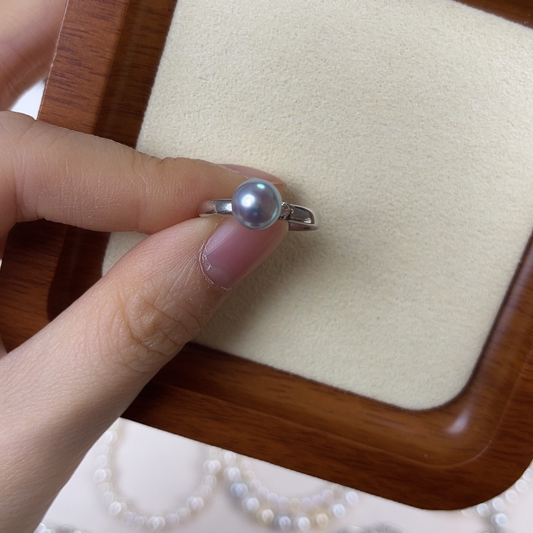 银S925镶嵌戒指海水珍珠