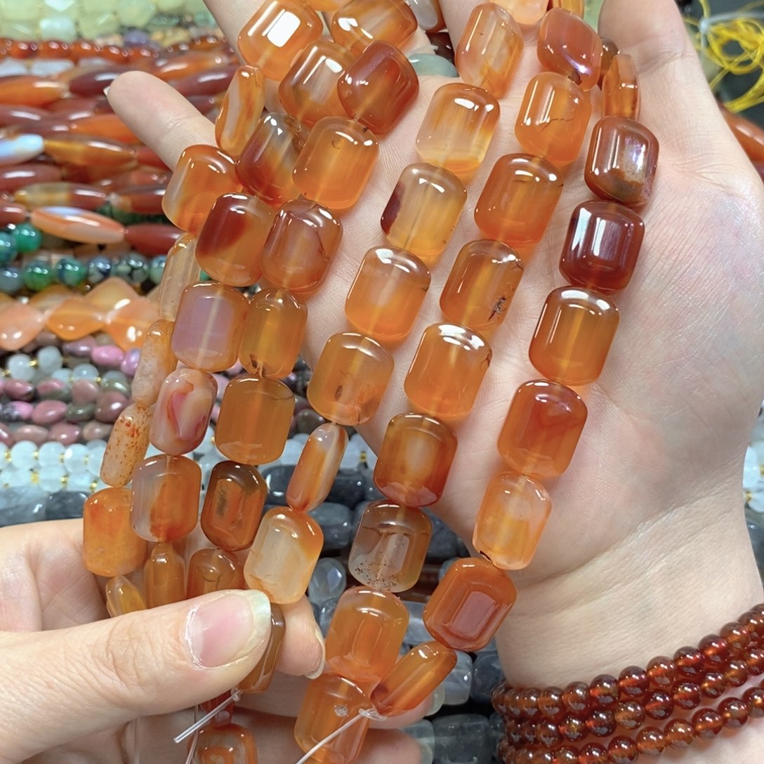 玛瑙/玉髓未镶嵌珠宝半成品玛瑙双面雕刻一条卡14*18mm